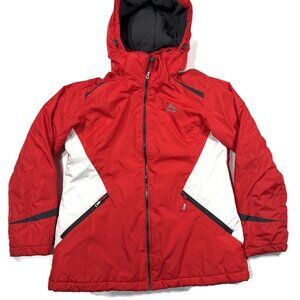 RBX Puffer Jacket Womens Large Red Hooded Inner Bib